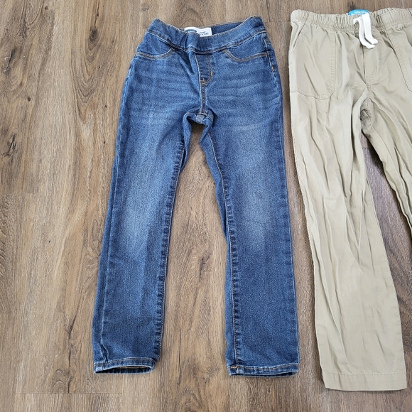 Bundle Girls Skinny Jeans Old Navy Size 6-7 Lightning Bug Khaki Pants Pull On - Picture 2 of 7
